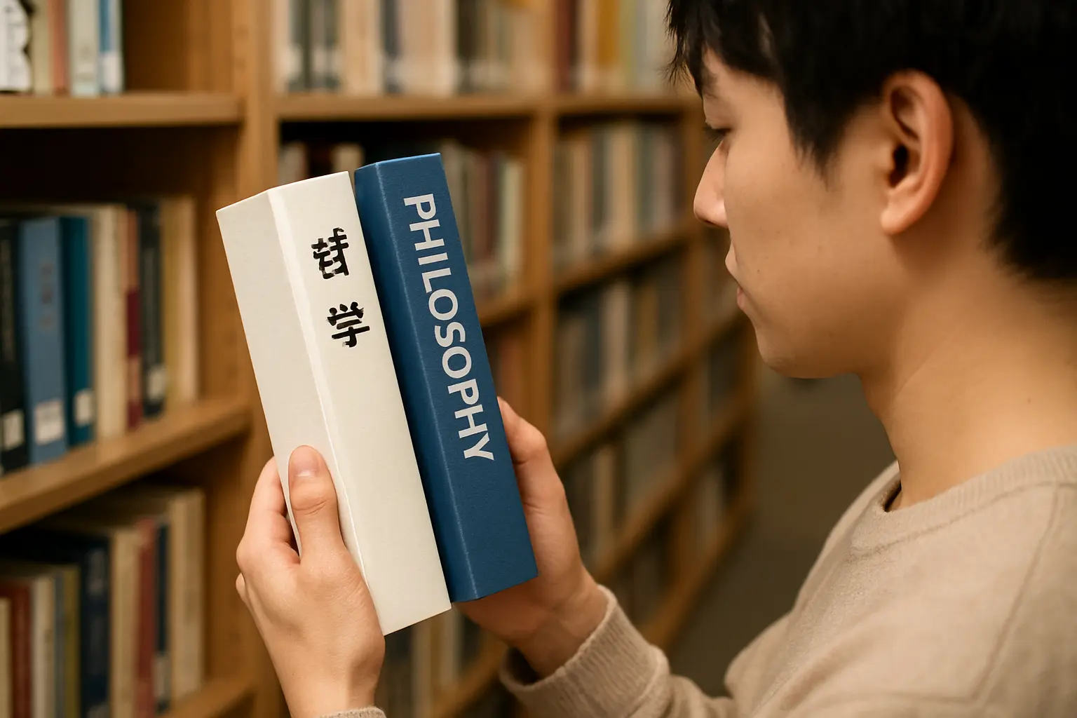 翻訳書と原著の書誌情報を見比べて参考文献を確認する学生