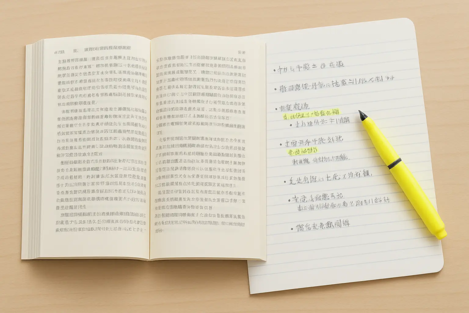 判例集の書籍と手書きの注釈が入ったノート