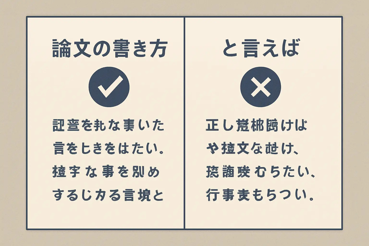 論文の常体と敬体の書き分けを比較した図解