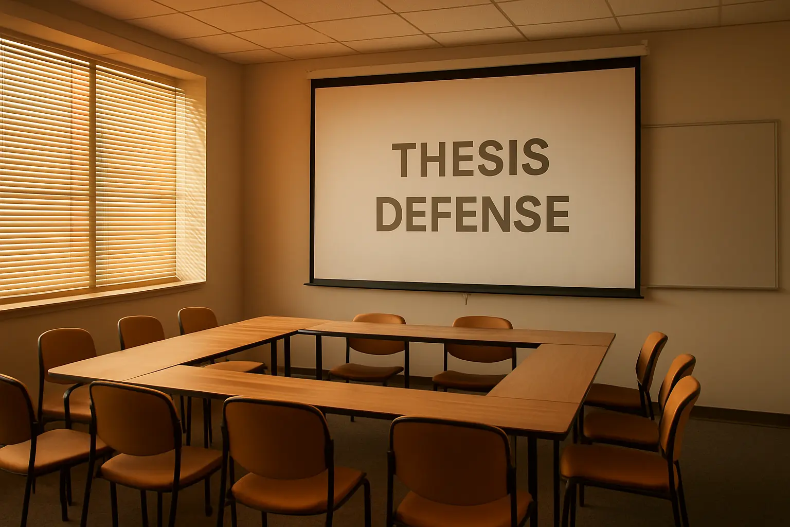 卒論審査のために準備された大学のセミナールーム