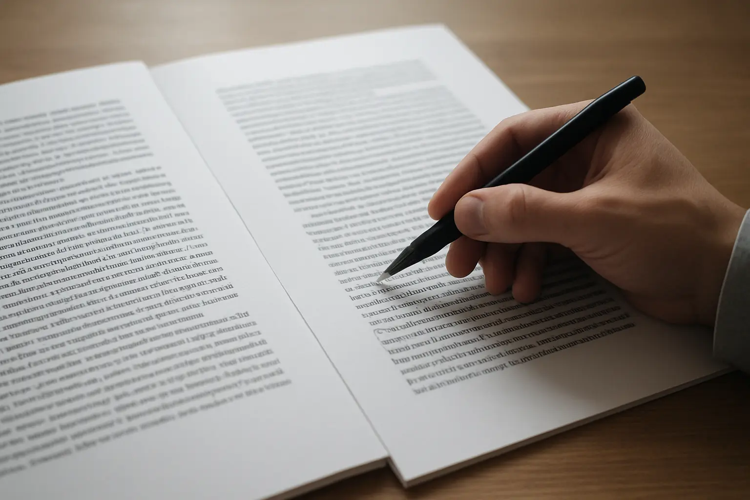 卒論と修論の原稿を見比べながら文字数を確認する学生