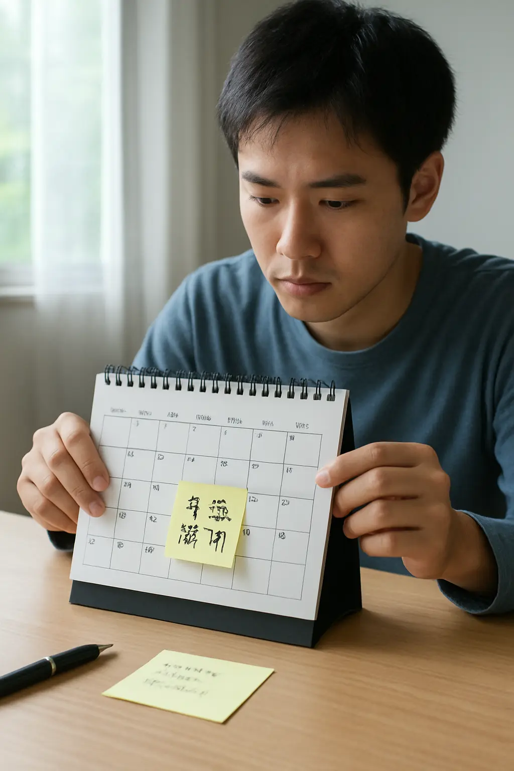 卒論の締切スケジュールをカレンダーで確認する大学生