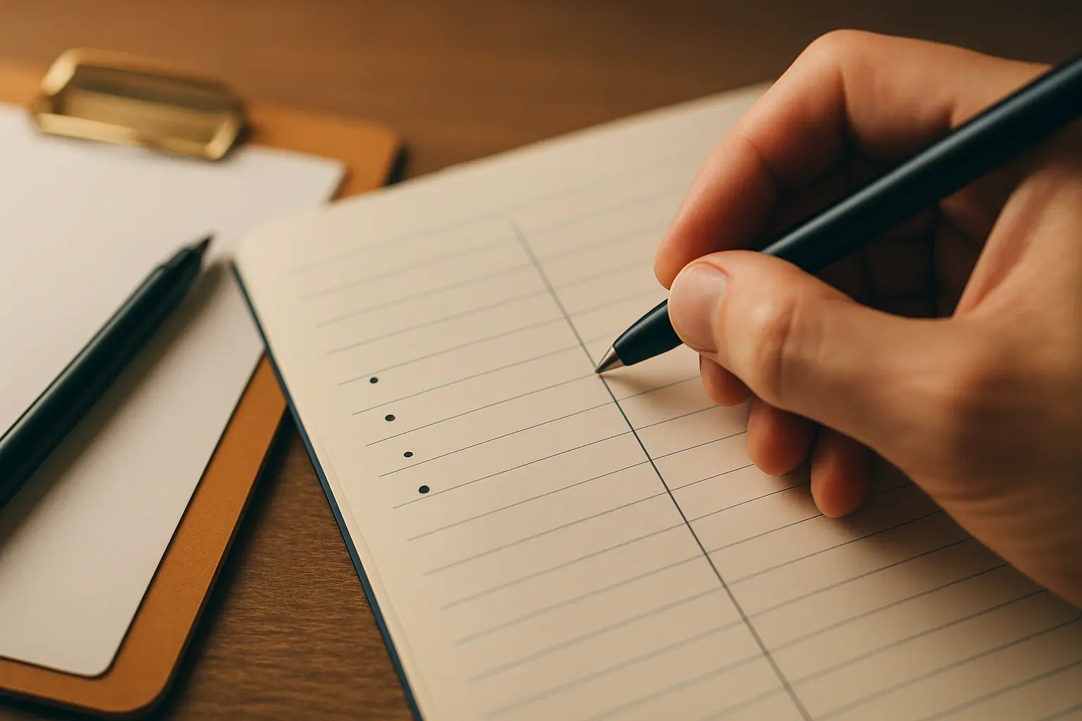調査対象に含める条件と除く条件を二列に書き分けているノート